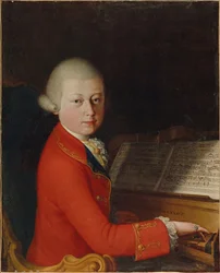 Retrato de Wolfgang Amadeus Mozart 1756-1791 a la edad de 13 años en Verona, 1770
