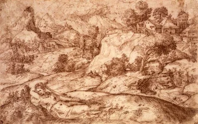No.0955 Paisaje Montañoso con una Figura Femenina Reclining