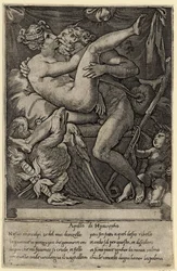 Júpiter y Mnemósine después de Perino del Vaga, 1527
