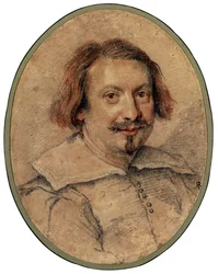 Retrato de Ottaviano Castelli por Bernini, Gianlorenzo (1598-1680), - Tiza negra y sanguina sobre papel, 24,5x19 - Colección privada