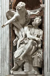 El profeta Habacuc (Habaquq, Habakuk, Habakkuk, Abakuk, Havakuk) y el ángel, escultura de mármol de Gian Lorenzo Bernini (1598-1680), 1656-1661, Roma, basílica de Santa Maria del Popolo, capilla Chigi