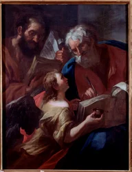 Representación de San Mateo y otro evangelista