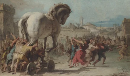 La procesión del Caballo de Troya en Troya, c.1760 (óleo sobre lienzo)