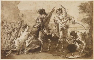 Sátiros y sátiresas en un paisaje, c.1770