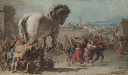 La procesión del caballo de Troya hacia Troya, ca. 1760