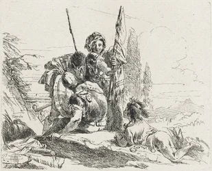 Tres soldados y un niño, 1749
