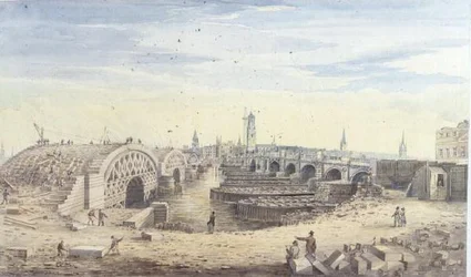 Construcción del nuevo Puente de Londres junto al viejo Puente de Londres