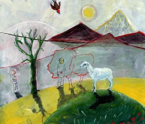 Día de la manzana, 2004 (óleo sobre papel)