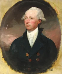 Retrato de Sir Thomas George Skipwith, medio cuerpo, con un abrigo azul, óvalo fingido