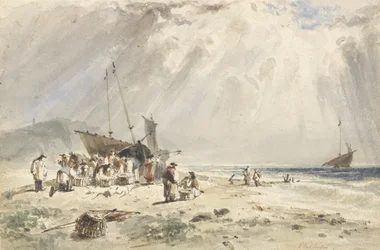Mercado de pescado en la playa