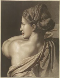 mujer, señalar, visto, de atrás