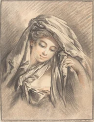 Joven con la cabeza cubierta