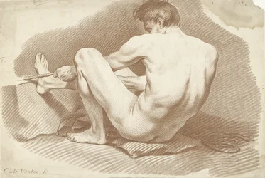 Desnudo masculino sentado con cuerda