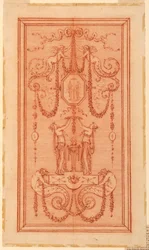 Diseño para un panel decorativo (con ninfas y guirnaldas)