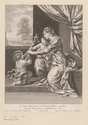 María con el Niño y Juan el Bautista sosteniendo una cruz