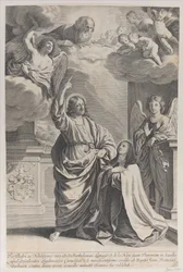 Santa Teresa rezando junto a Cristo, quien señala hacia Dios Padre, 1635-1700
