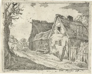 Granja en un camino rural