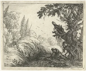 paisaje con un cazador