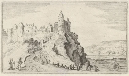Ciudad fortificada en una colina Doce paisajes (título de la serie)