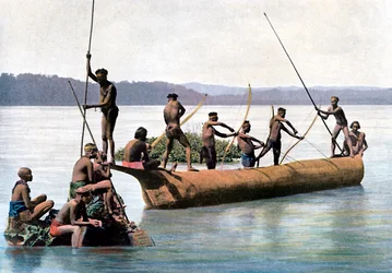 Pesca con arco, Islas Andamán y Nicobar, Océano Índico, c1890