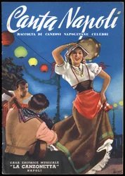 Nápoles: colección de canciones napolitanas famosas: "" Canta Napoli "". La portada está ilustrada por Gino Boccasile (1901-1952), hacia 1937.