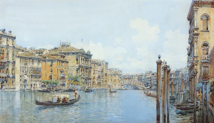 El Gran Canal con vista del Palacio Papadopoli antes del Puente de Rialto