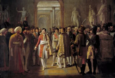 El emperador Napoleón I (1769-1821) recibe a los diputados del ejército después de su coronación, 8 de diciembre