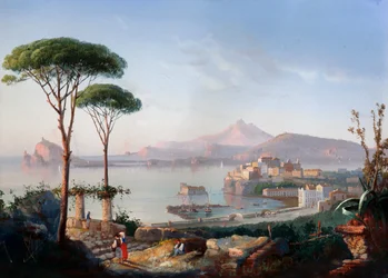 Vista de la Bahía de Pozzuoli con Capo Miseno e Ischia al fondo