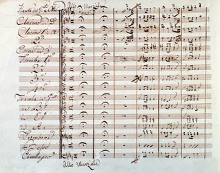 Página de la partitura musical de La gazza ladra (La urraca ladrona) de Gioacchino Rossini