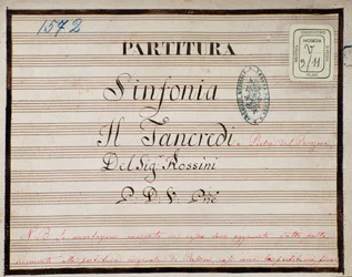 Partitura reducida para piano de Tancredi, ópera de Gioacchino Rossini