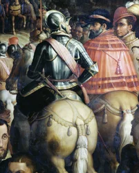 El triunfo tras la guerra en Siena, Italia. Detalle. Pintura de Giorgio Vasari y su taller (1511-1574)