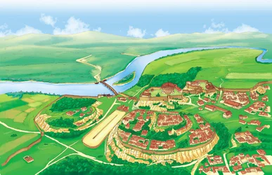 Antigua Roma (arcaica): vista de la ciudad de Roma en el siglo VI a.C.