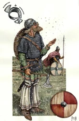 Edad Media: Guerrero vikingo del siglo IX.