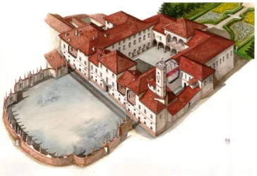 Vista del palacio Arese Borromeo, construido en el siglo XVII, en Cesano Maderno, Italia