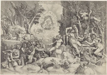 Cephalus en de Bosgoden entre dood van Procris Procrin del rey eritreo de Atenas / Hija y esposa de Céfalo, por el mismo marido sin saberlo (título sobre objeto)