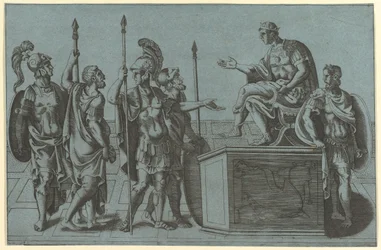 Soldados romanos ante un emperador, antes de 1540