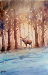 El majestuoso alce en el bosque invernal