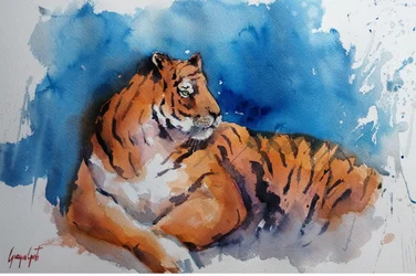 Majestuoso tigre en acuarela