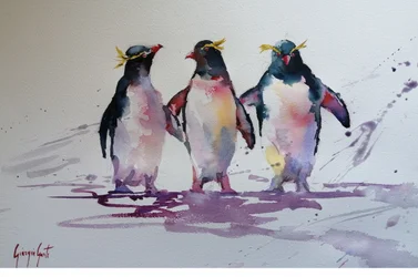 Amigos pingüinos juguetones