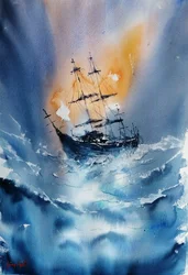 Barco en un mar tempestuoso