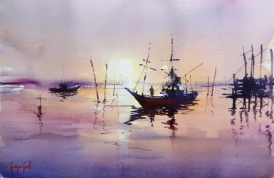 Reflejos tranquilos al atardecer
