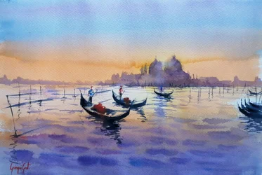 Góndolas venecianas al atardecer