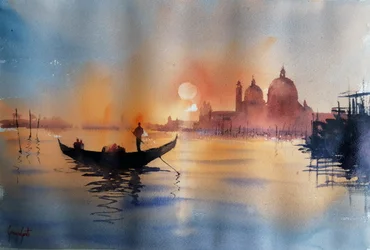 Góndola al atardecer en Venecia