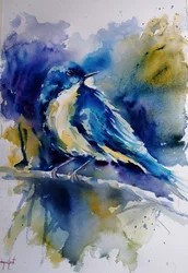Pájaro azul brillante