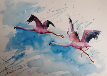 El vibrante vuelo de los flamencos