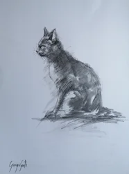 El gato vigilante de carbón