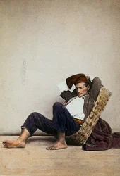 "Lazzarone" (mendigo sin hogar napolitano). Nápoles