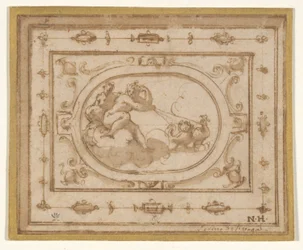 Aurora y Tithonius, estudio para una decoración escénica para una representación de Aretino