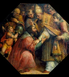 Encuentro de Francisco I y León X en Bolonia (Concordato de Bolonia de 1517), c.1558-62 (óleo)