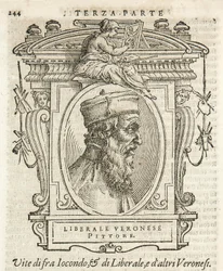 Milán, Biblioteca Braidense, Vite de piv excellent, Giorgio Vasari 1568, Liberal de Jacopo da Verona